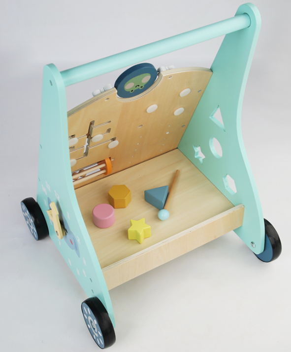 Andador Didáctico de Madera para Bebés 2 en 1 con actividades sensoriales