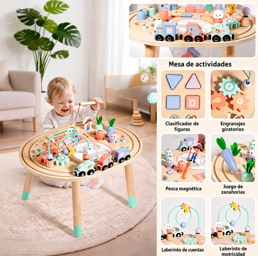 Mesa Didáctica Sensorial Infantil de Madera, 10 en 1