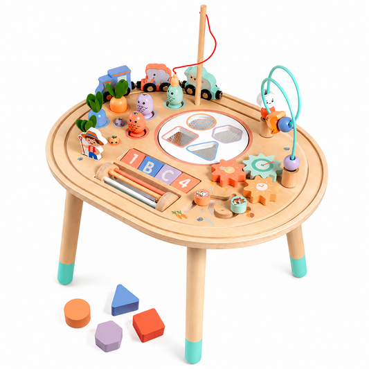 Mesa Didáctica Sensorial Infantil de Madera, 10 en 1