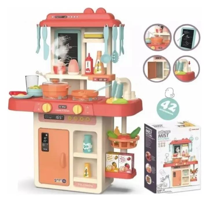 Cocina De Juguete Rosa, con 42 accesorios
