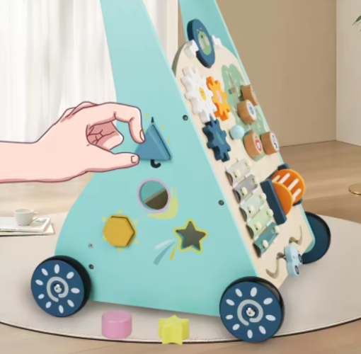 Andador Didáctico de Madera para Bebés 2 en 1 con actividades sensoriales