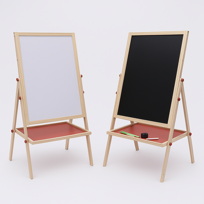 Pizarra Didáctica Magnética con atril doble cara con tiza y plumón