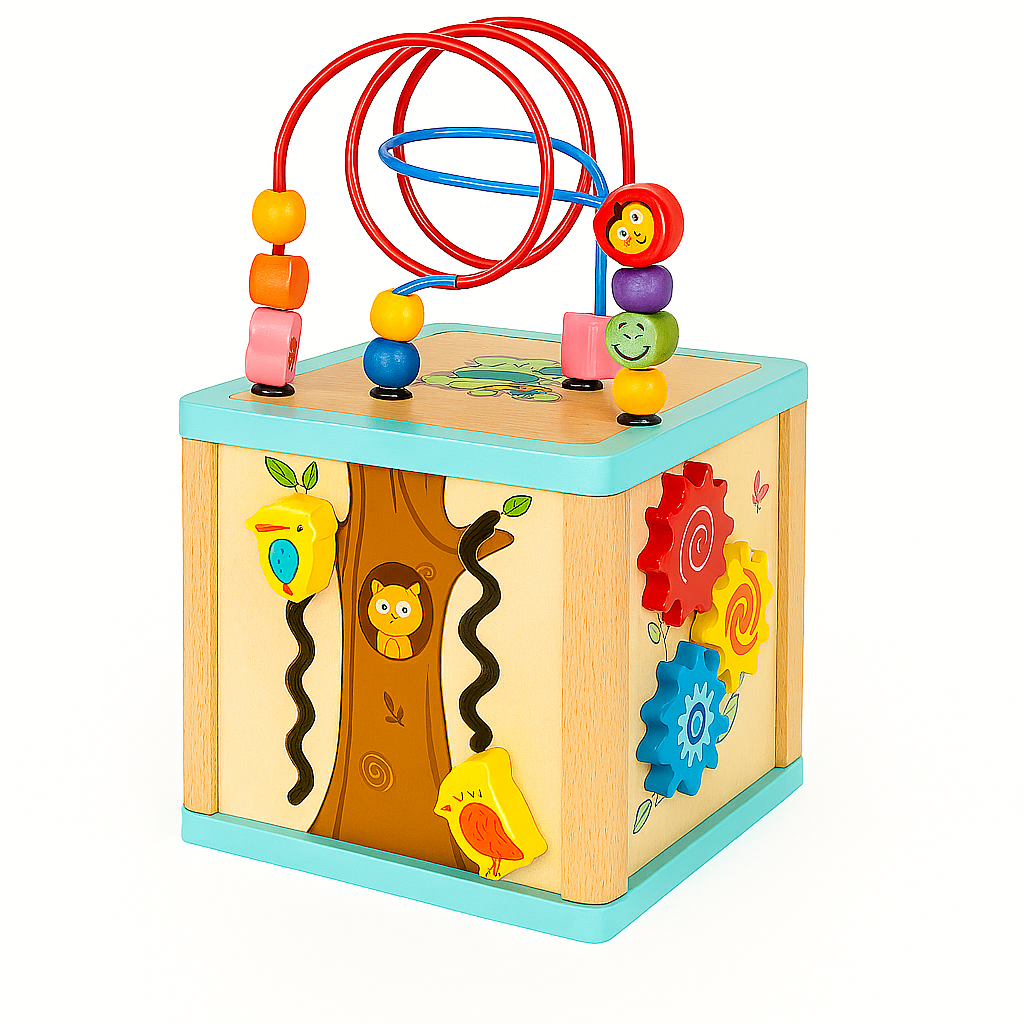 Cubo de Actividades de Madera Montessori - Juego Educativo 5 en 1