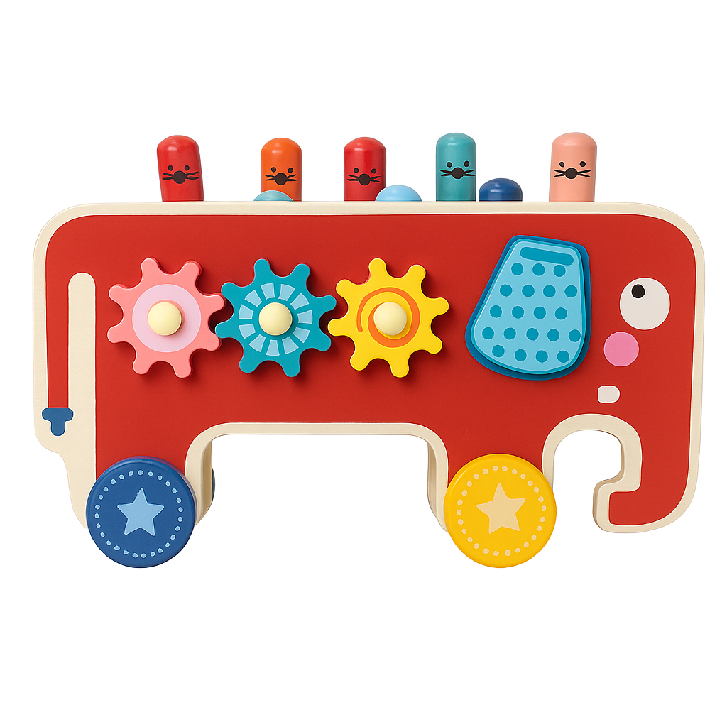 Juego Didáctico Elefante Pega Topo de Arrastre para Bebes