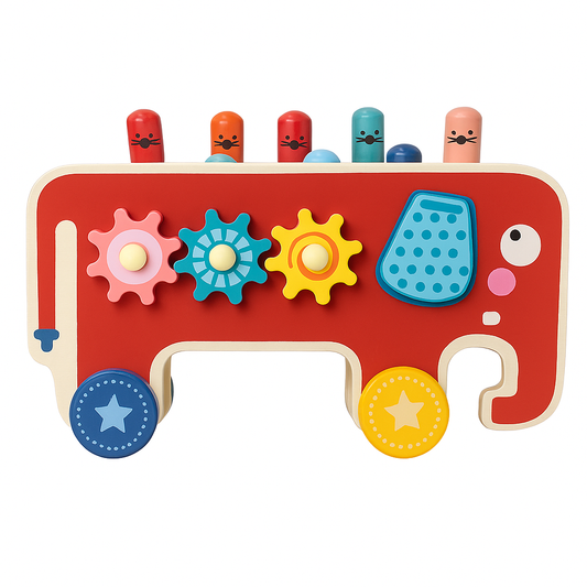 Juego Didáctico Elefante Pega Topo de Arrastre para Bebes