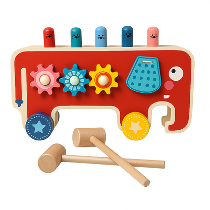 Juego Didáctico Elefante Pega Topo de Arrastre para Bebes