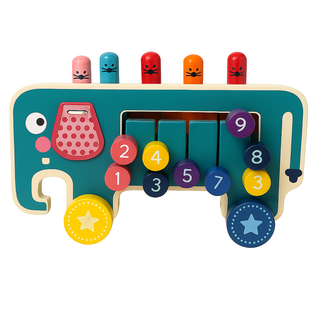 Juego Didáctico Elefante Pega Topo de Arrastre para Bebes