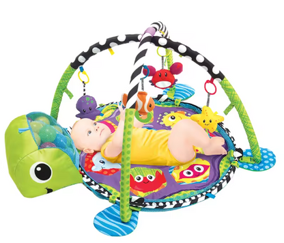 Gimnasio Interactivo y Piscina de Pelotas Infantil con Diseño de Tortuga mas Juguetes Colgantes