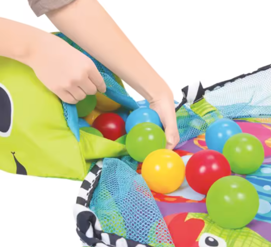 Gimnasio Interactivo y Piscina de Pelotas Infantil con Diseño de Tortuga mas Juguetes Colgantes